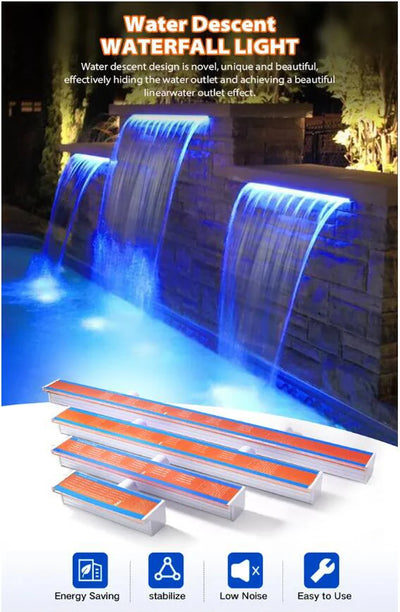 Cascade Murale Décorative Extérieure avec Éclairage LED